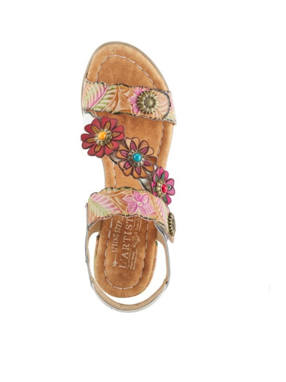 Spring Step White Multicolor Floral Leather Sandals - Picture 2 of 16